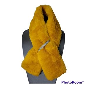 Yellow faux fur  neck wrap